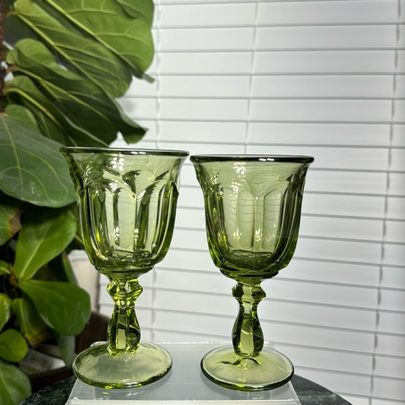Imperial Glass Old Williamsburg Verde Green Water Goblets - Picture 1 of 6